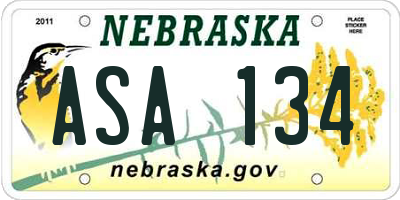 NE license plate ASA134