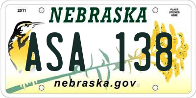 NE license plate ASA138