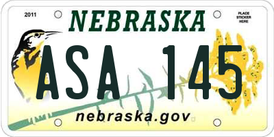 NE license plate ASA145