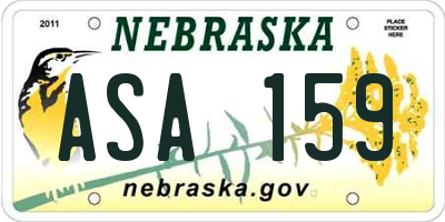 NE license plate ASA159