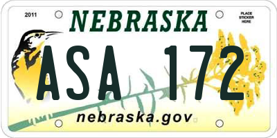 NE license plate ASA172