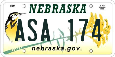NE license plate ASA174