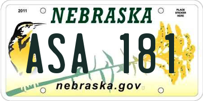 NE license plate ASA181