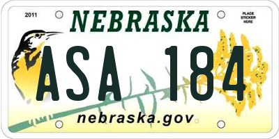 NE license plate ASA184
