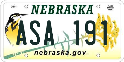 NE license plate ASA191