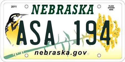 NE license plate ASA194