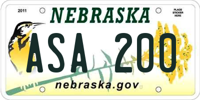 NE license plate ASA200