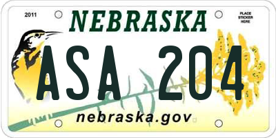 NE license plate ASA204