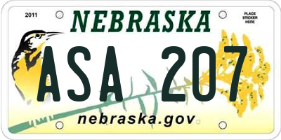 NE license plate ASA207
