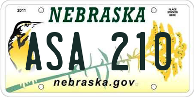 NE license plate ASA210