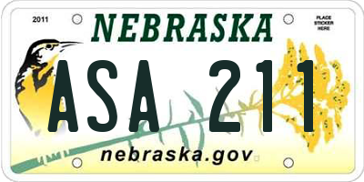 NE license plate ASA211