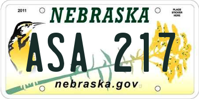 NE license plate ASA217