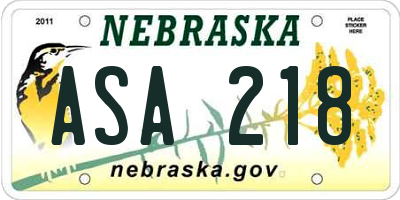 NE license plate ASA218