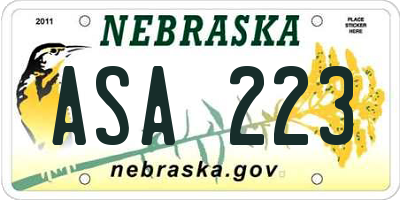 NE license plate ASA223