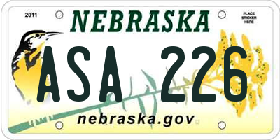 NE license plate ASA226