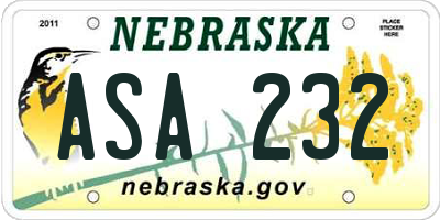 NE license plate ASA232