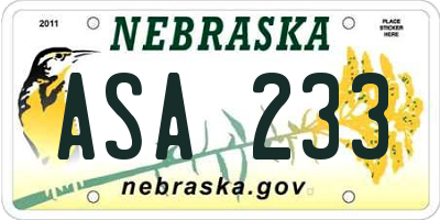 NE license plate ASA233