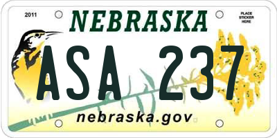 NE license plate ASA237