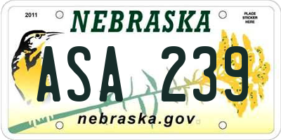 NE license plate ASA239
