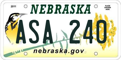 NE license plate ASA240