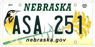 NE license plate ASA251