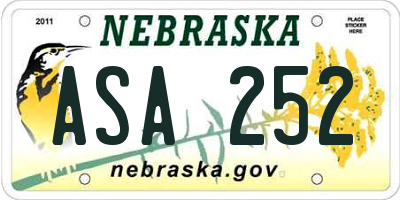 NE license plate ASA252
