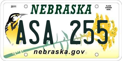 NE license plate ASA255