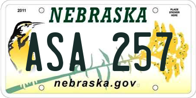 NE license plate ASA257