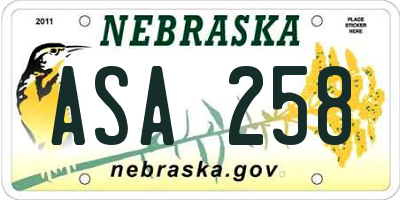 NE license plate ASA258