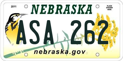 NE license plate ASA262