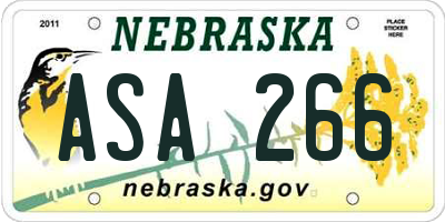 NE license plate ASA266