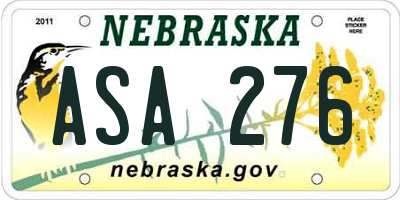 NE license plate ASA276