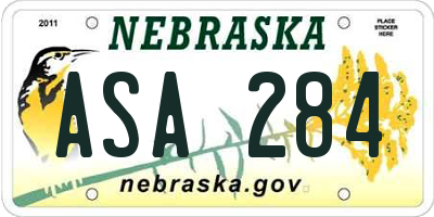 NE license plate ASA284