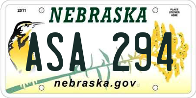 NE license plate ASA294