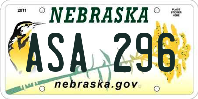 NE license plate ASA296