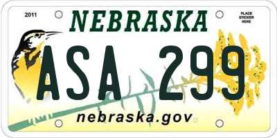 NE license plate ASA299