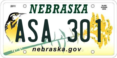 NE license plate ASA301