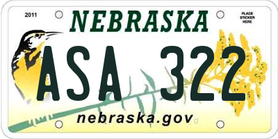 NE license plate ASA322