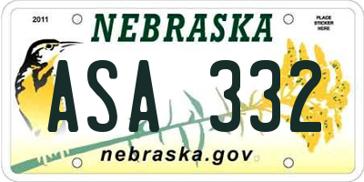 NE license plate ASA332