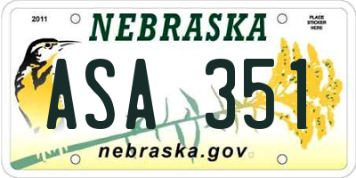 NE license plate ASA351