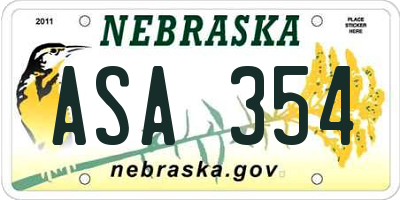 NE license plate ASA354