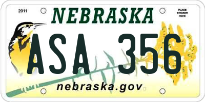 NE license plate ASA356