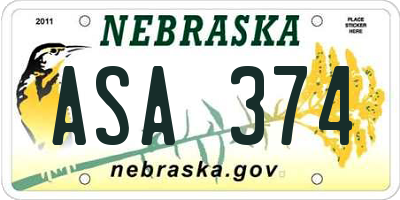 NE license plate ASA374