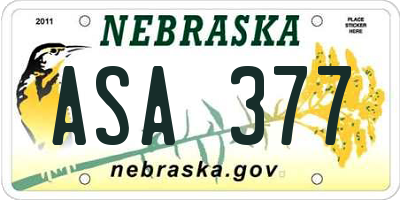 NE license plate ASA377