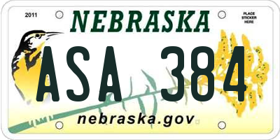 NE license plate ASA384