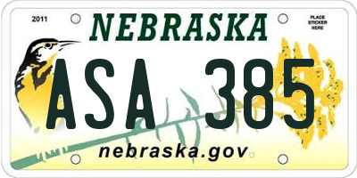 NE license plate ASA385