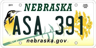 NE license plate ASA391