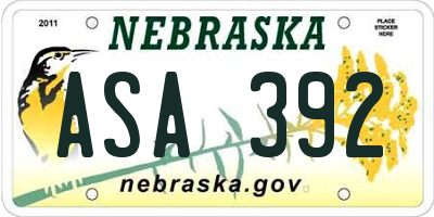 NE license plate ASA392