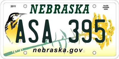 NE license plate ASA395