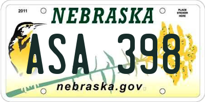 NE license plate ASA398